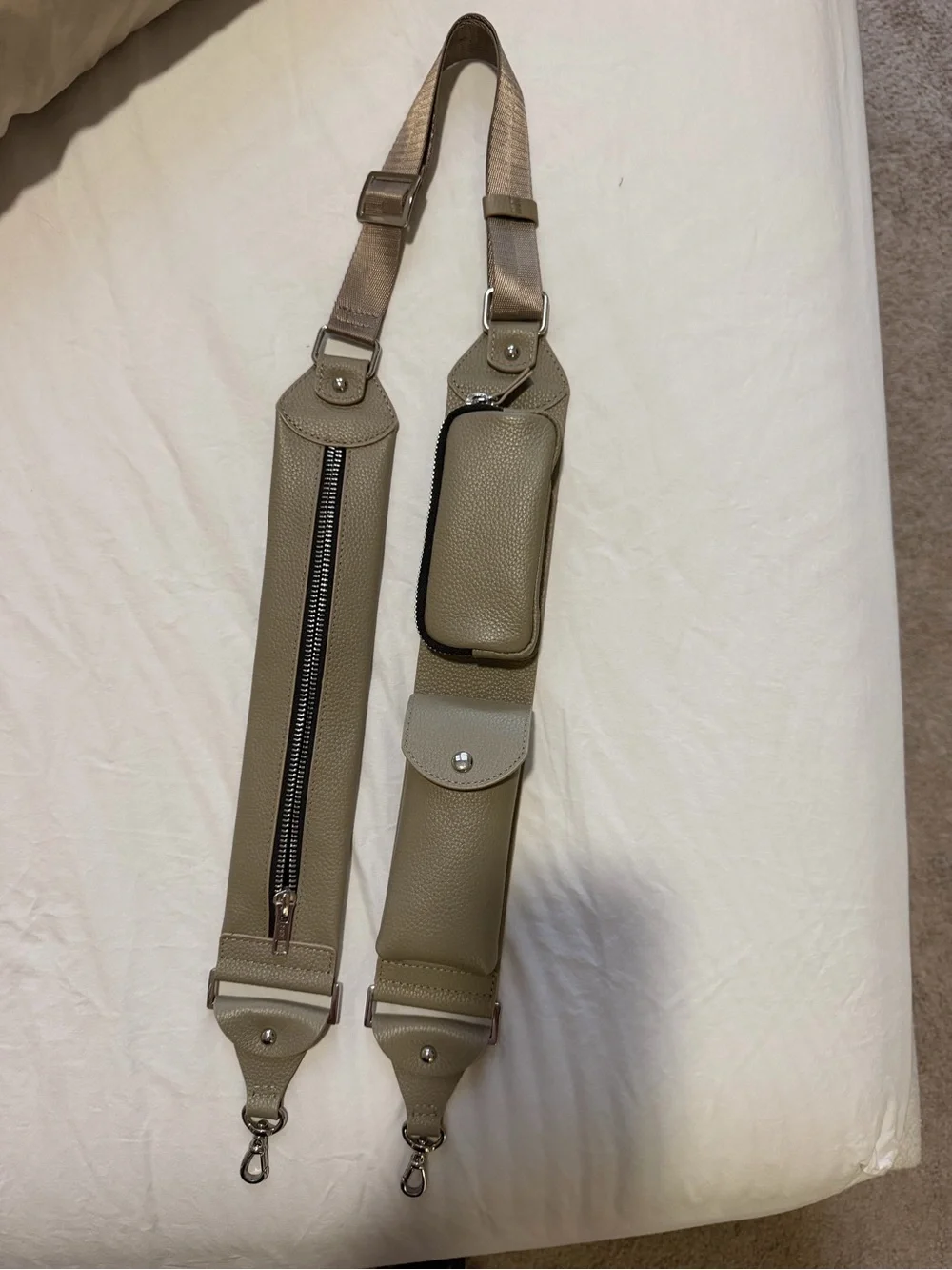 Bandolier Beige/Taupe Leather Detachable Crossbody Phone Strap